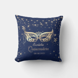 Cojín Decorativo Masquerade, Navy Blue Stars  Quinceañera
