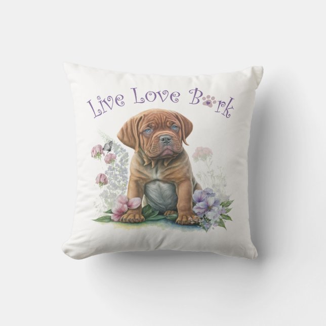 Cojín Decorativo Mastiff Dog Mom Floral (Anverso)