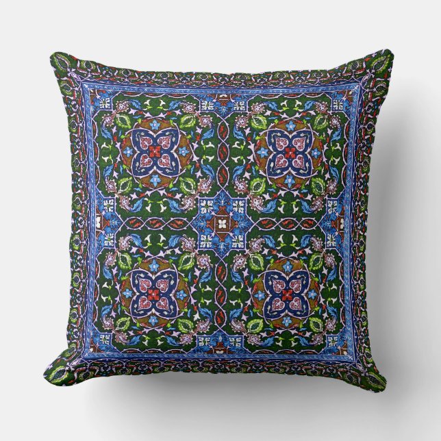 Cojín Decorativo Matthew Digby Wyatt Textile Design en azul verde (Anverso)