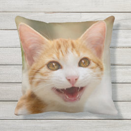 Cojín Decorativo Maullido divertido sonriente lindo del gato del