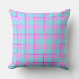 Cojín Decorativo Mauve and Coastal Mist Plaid Blue Pink