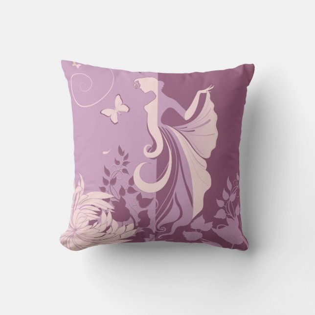 Cojín Decorativo Mauve Chica y su mariposa estadounidense MoJo Pill (Anverso)