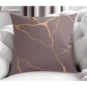 Cojín Decorativo Mauve de diseño de vena de oro abstracta moderna