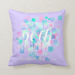 Cojín Decorativo Mauve Pastel Colores 90 cumpleaños Personalizado 