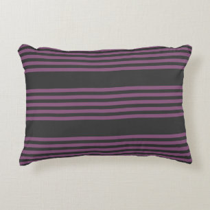 Cojín Decorativo Mauve púrpura y carbón vegetal de cinco rayas