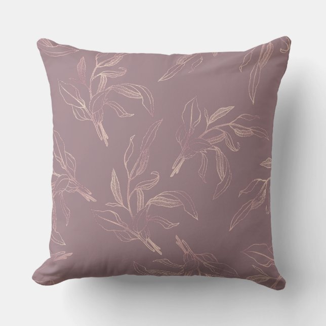Cojín Decorativo  Mauve/Taupe Elegante Pillow Floral De Lujo (Anverso)
