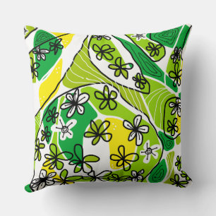 Cojín Decorativo Máximo arte de Neuro Floral - Blanco Amarillo Verd