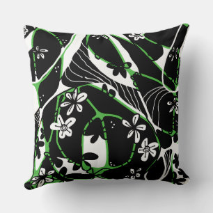 Cojín Decorativo Máximo arte de Neuro Floral - Verde Blanco Negro