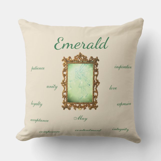 Cojín Decorativo May Birthstone Emerald Fairy (Anverso)