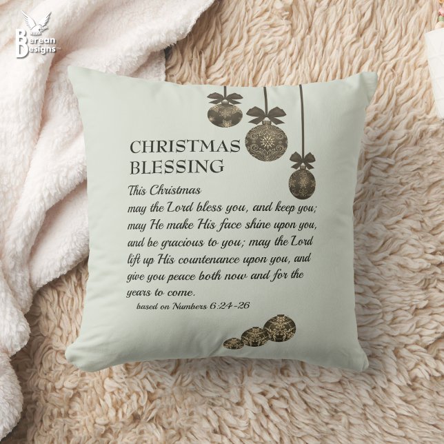 Cojín Decorativo MAY THE LORD BLESS YOU Christian Christmas (CHRISTMAS BLESSING  Christian Throw Pillow based on Numbers 6 with customizable text.)