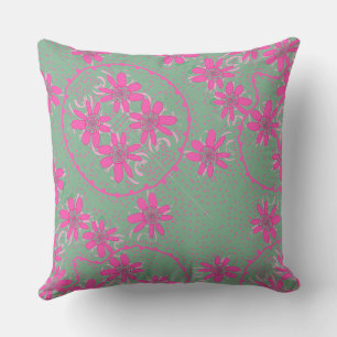 Cojín Decorativo Maz Floral Bubbles Polka Dot Verde Fuchsia Rosa