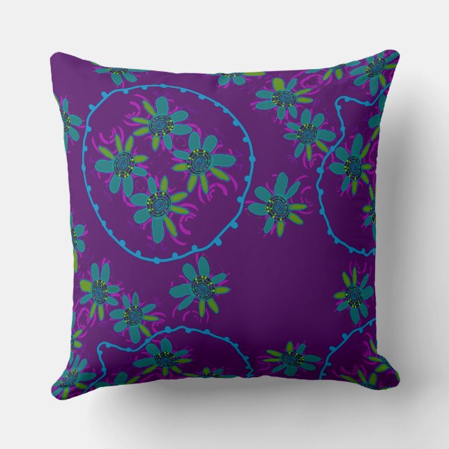 Cojín Decorativo Maz Floral Bubbles Simple Purple Multi (Reverso )
