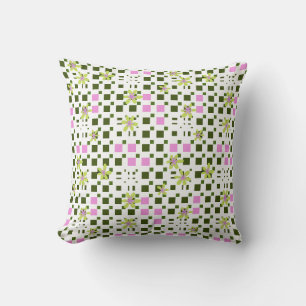Cojín Decorativo Maz Floral Square Conundrum - Blanco Rosa Verde