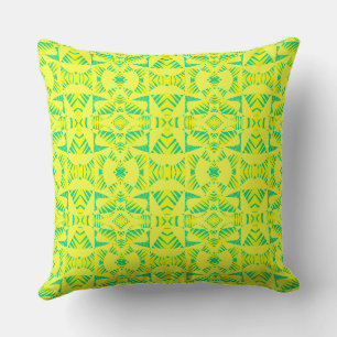 Cojín Decorativo Maz Resumen Mosaico de cebra - Verde Amarillo