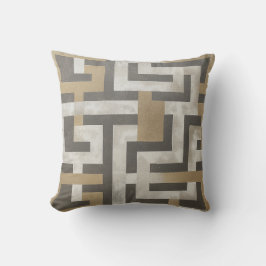 Cojín Decorativo Maze geométrico de oro, blanco y carbón vegetal