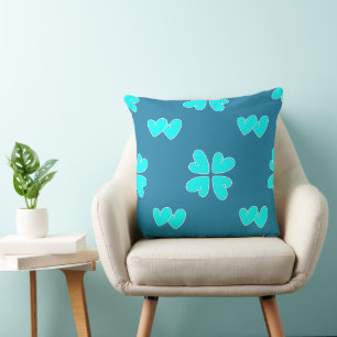 Cojín Decorativo Mazipoodles Corazones Azules Sobre Azul
