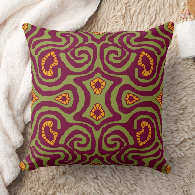 Cojín Decorativo Mazipoodles Crazy Maze - Olive Burgundy Gold (Manta)