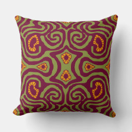 Cojín Decorativo Mazipoodles Crazy Maze - Olive Burgundy Gold