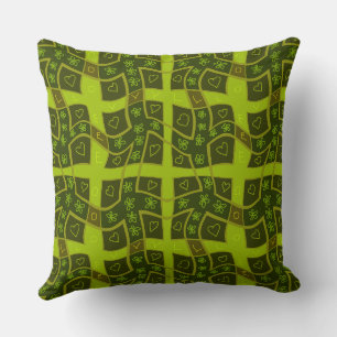 Cojín Decorativo Mazipoodles Floral Love Heart Check - Oliva Verde