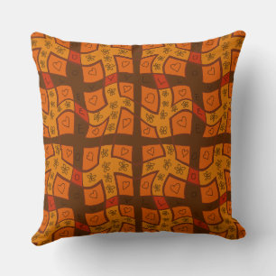 Cojín Decorativo Mazipoodles Floral Love Hearts Check Naranja Brown