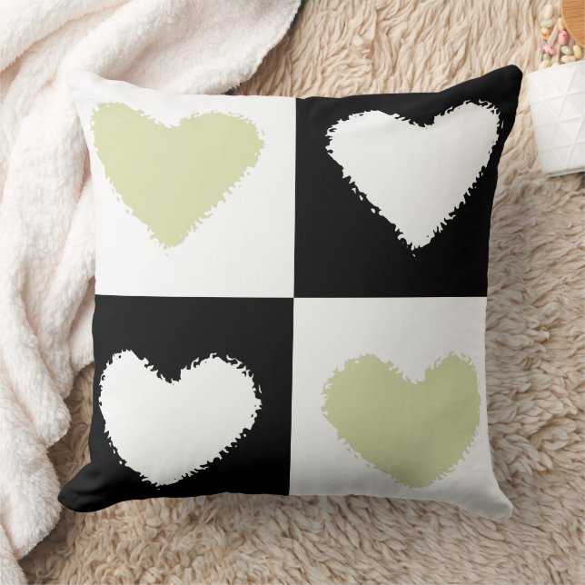 Cojín Decorativo Mazipoodles Hearts Abstracción Pastel Olive Green (Manta)