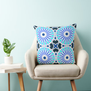 Cojín Decorativo Mazipoodles Kaleidoscope P Marina Azul Blanca