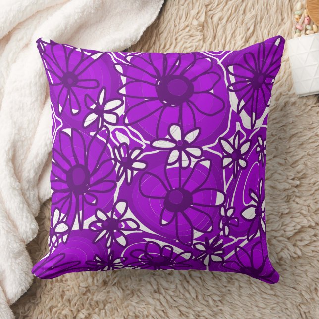 Cojín Decorativo Mazipoodles Love Flowers - Blanco morado (Manta)