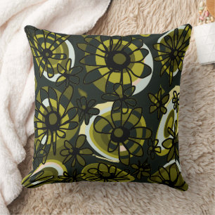 Cojín Decorativo Mazipoodles Love Flowers - Negro de oliva verde