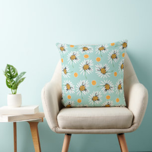 Cojín Decorativo Mazipoodles negritas Daisies - Naranja verde de hu