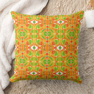 Cojín Decorativo Mazipoodles Neuro Art - Naranja del Carnaval Verde