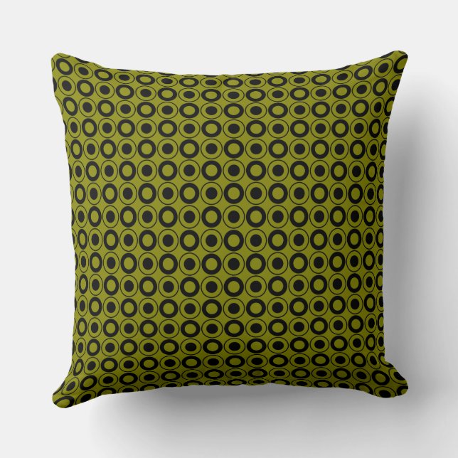 Cojín Decorativo Mazipoodles Polka Dot Donuts - Olive Black (Reverso )