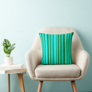 Cojín Decorativo MAZIPOODLES Rayas Espaguetis Turquesa y Verde