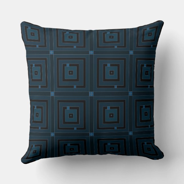 Cojín Decorativo Mazipoodles Square Maze - Negro Dark Peacock Blue (Reverso )