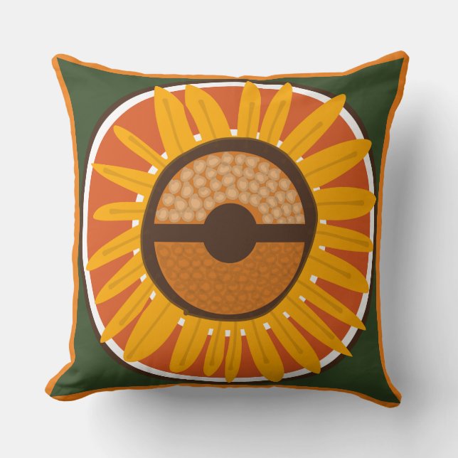 Cojín Decorativo Mazipoodles Sunflower Sunshine: Naranja Verde (Anverso)