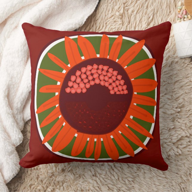 Cojín Decorativo Mazipoodles Sunflower Sunshine: Naranja verde marr (Manta)