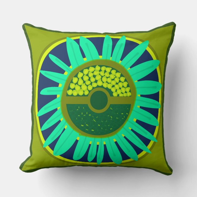 Cojín Decorativo Mazipoodles Sunflower Sunshine: Verde 2 (Anverso)