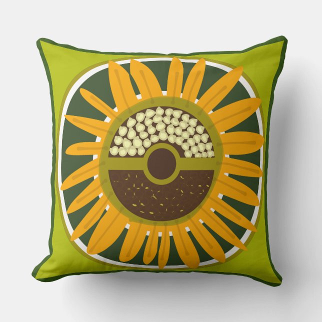 Cojín Decorativo Mazipoodles Sunflower Sunshine: Verde 3 (Anverso)