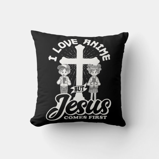 Cojín Decorativo Me Encanta Anime Pero Jesús Viene Primero Anime Lo (Anverso)