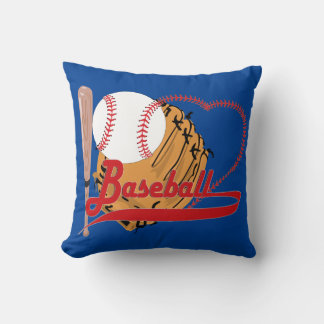 Cojín Decorativo Me encanta el béisbol - Ball, Bat, Baseball Glove