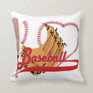 Cojín Decorativo Me encanta el béisbol - Ball, Bat, Baseball Glove