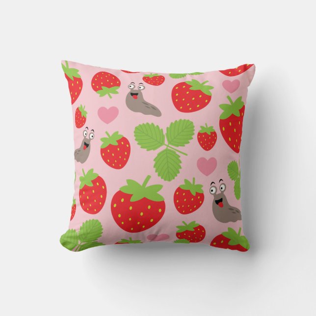 Cojín Decorativo Me encanta el patrón sin problemas de las fresas (Anverso)