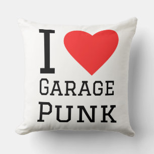 Cojín Decorativo Me encanta el pegatina cuadrado del punk de garaje