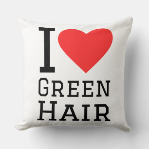 Cojín Decorativo Me encanta el pelo verde