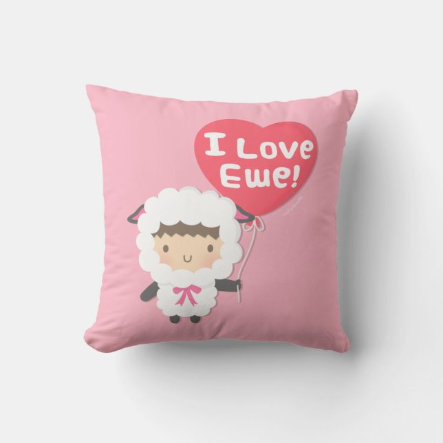 Cojín Decorativo Me Encanta Ewe Cute Sheep Room Decour Pink (Anverso)