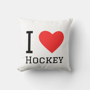 Cojín Decorativo Me encanta la pegatina cuadrada de hockey