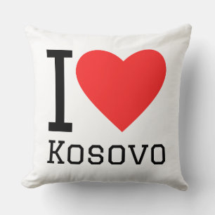 Cojín Decorativo Me encanta la pegatina cuadrada de Kosovo