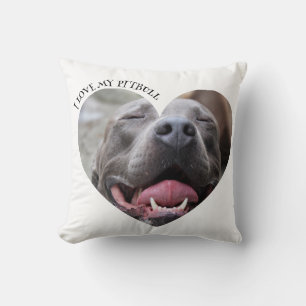 Cojín Decorativo Me encanta mi foto de personalizado de perros pitb