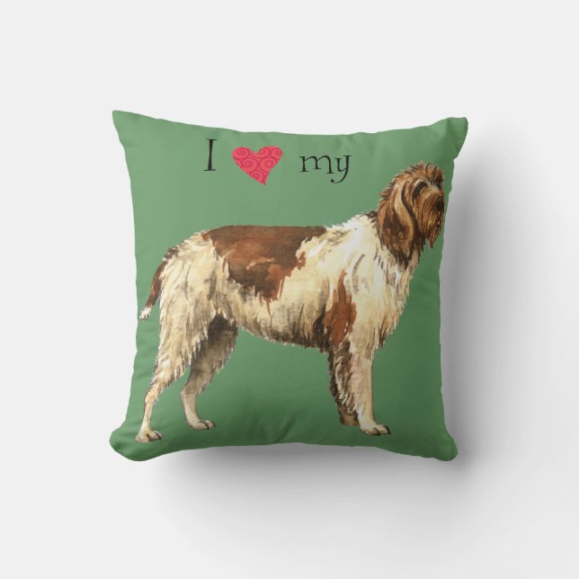 Cojín Decorativo Me encanta mi peluquero apuntando griffon (Anverso)