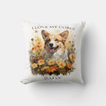 Me Encanta Mi Retrato De Perro Floral Corgi