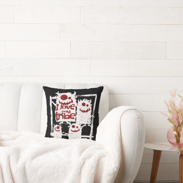 Cojín Decorativo Me encanta mi tribu Funny Monster Family Halloween (Sofá)